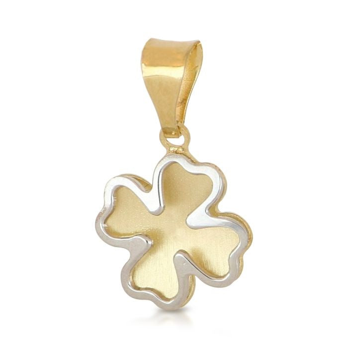 Ciondolo donna in oro giallo e bianco 18 Kt Quadrifoglio 10542-700-075