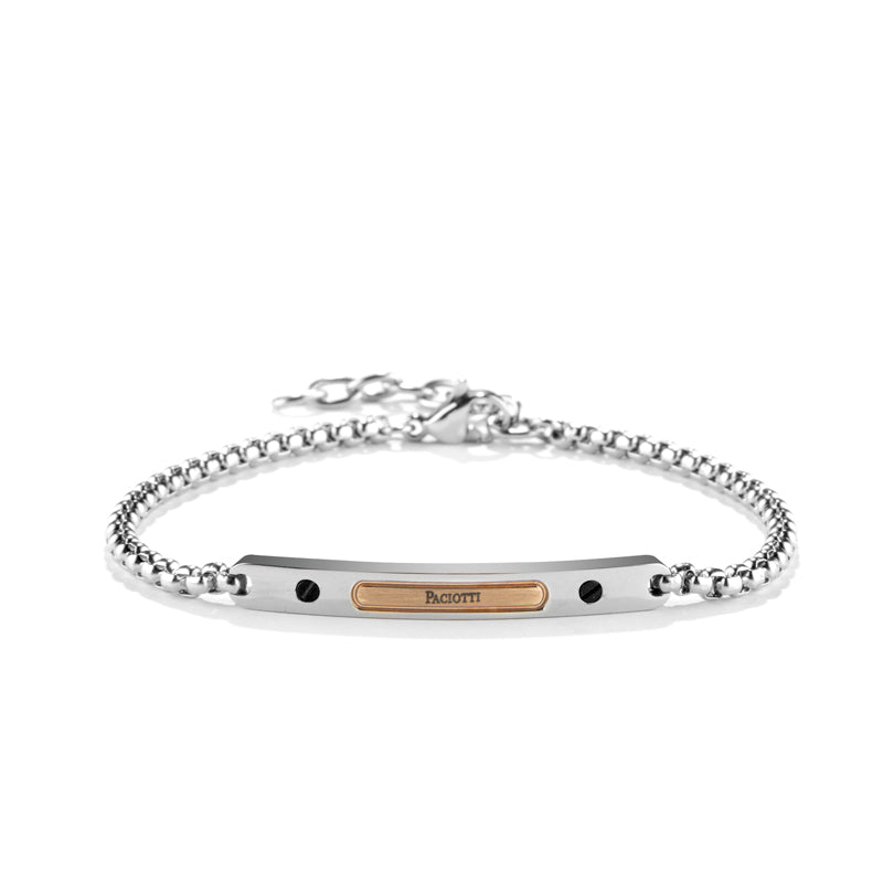 Bracciale uomo 4US Cesare Paciotti STEEL/PVD NERO/ROSE’ TARGA 4UBR6153