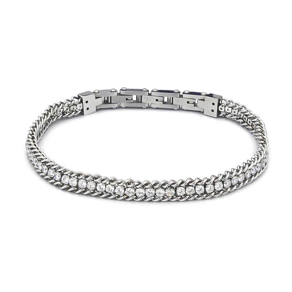 Bracciale uomo Boccadamo Man in acciaio e zirconi ABR665