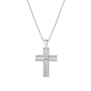 Collana  AMEN con Croce di Zirconi Bianchi Baguette