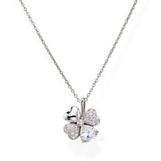 Collana AMEN Quadricuore Rodio e Zirconi Bianchi CLPQUBB