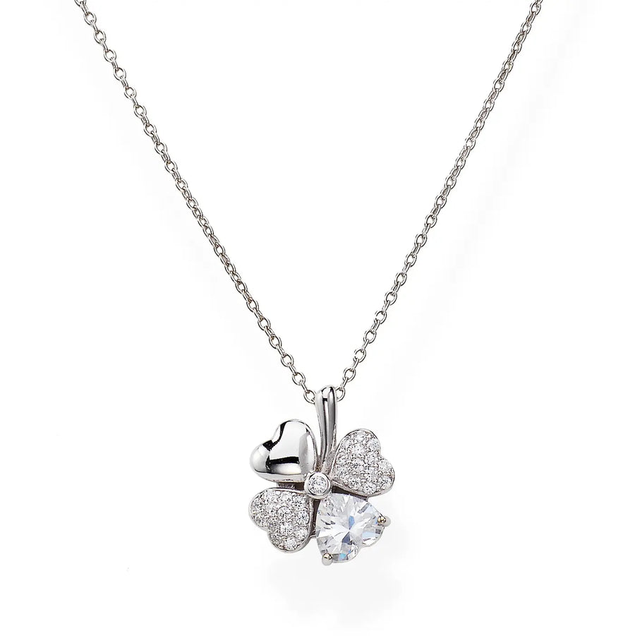 Collana AMEN Quadricuore Rodio e Zirconi Bianchi CLPQUBB