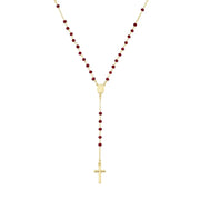 Rosario AMEN  Classico Dorato con Cristalli Rossi