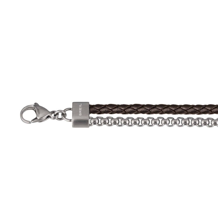 Bracciale uomo Breil 8 MIX - BRACCIALE IN PELLE MARRONE E ACCIAIO TJ3084