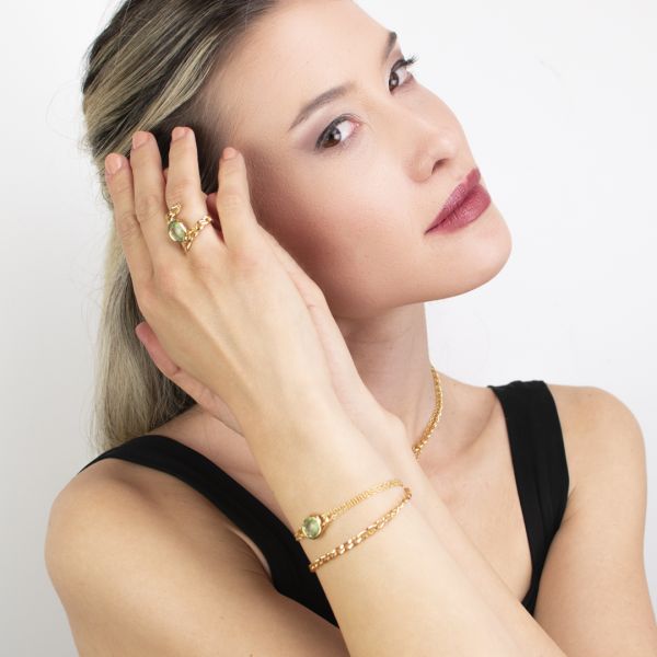 Bracciale donna Boccadamo  rolò dorato con passante ametista verde XBR995DV