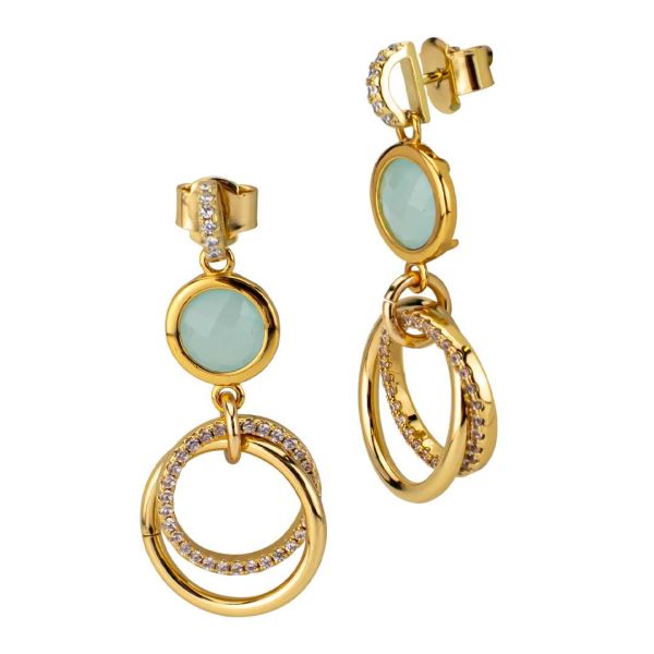 Orecchini donna Boccadamo placcati in oro giallo con pendente in pietra e doppio pendente circolare XOR719D