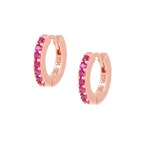 Orecchini Cerchio Amen in argento rosè 925 e zirconi Fucsia ET1RR