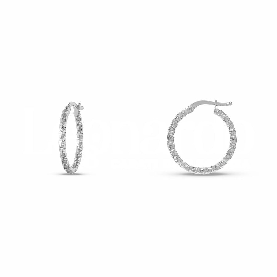 Orecchini donna in oro bianco 18 Kt Cerchio Torchon 11188-550-120