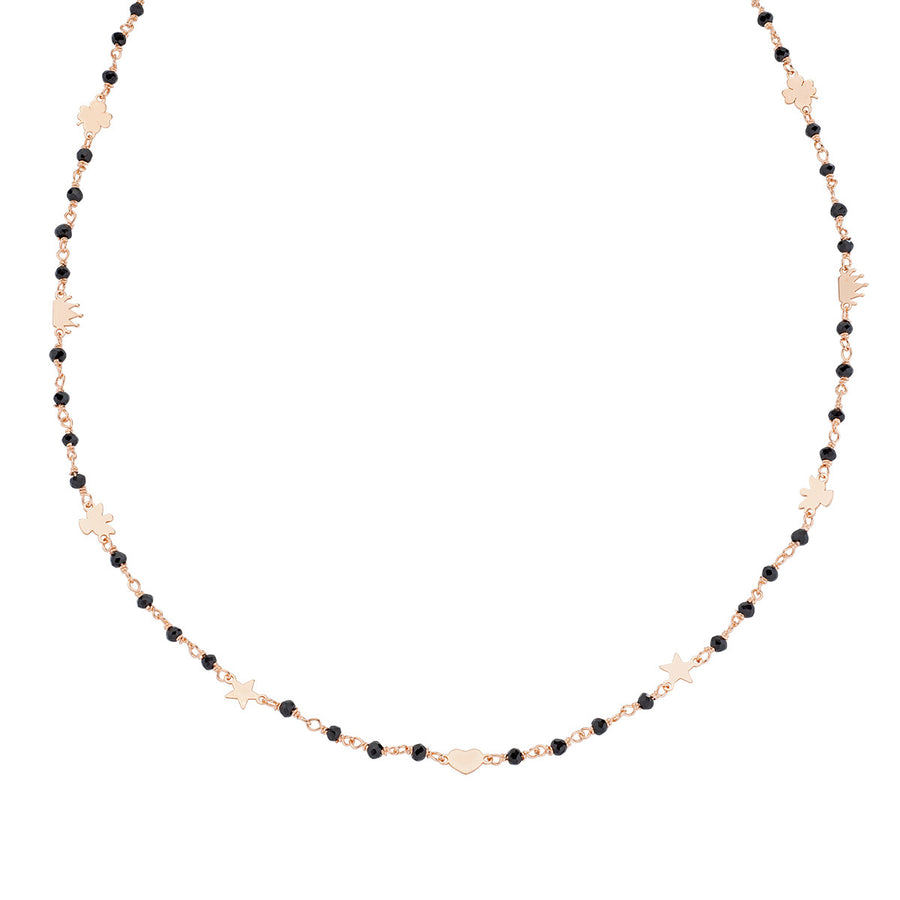 Collana Amen donna Elegance Rosè Cristalli Neri CLLAMELRN