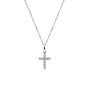 Collana Amen Rodio Croce e Zirconi Bianchi CRBB03