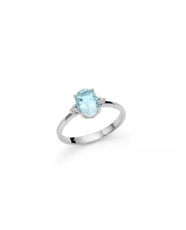 Anello donna Miluna in oro bianco con acquamarina e diamanti LID3427