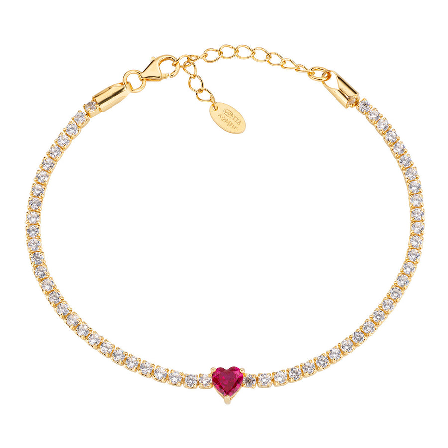 Bracciale donna Amen TI AMO in argento dorato con zirconi BT21CUGRBZ16
