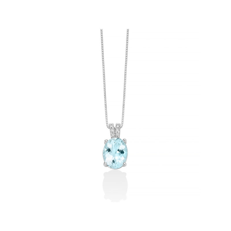 Collana donna Miluna in oro bianco con acquamrina e diamanti CLD4210