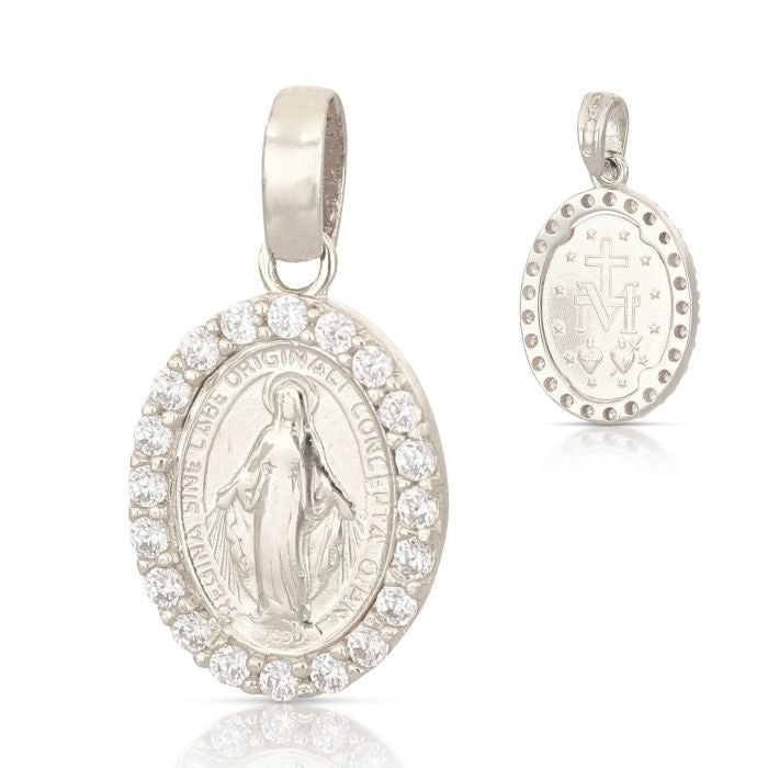Ciondolo in oro bianco 18 Kt Madonna miracolosa 10765-610-144