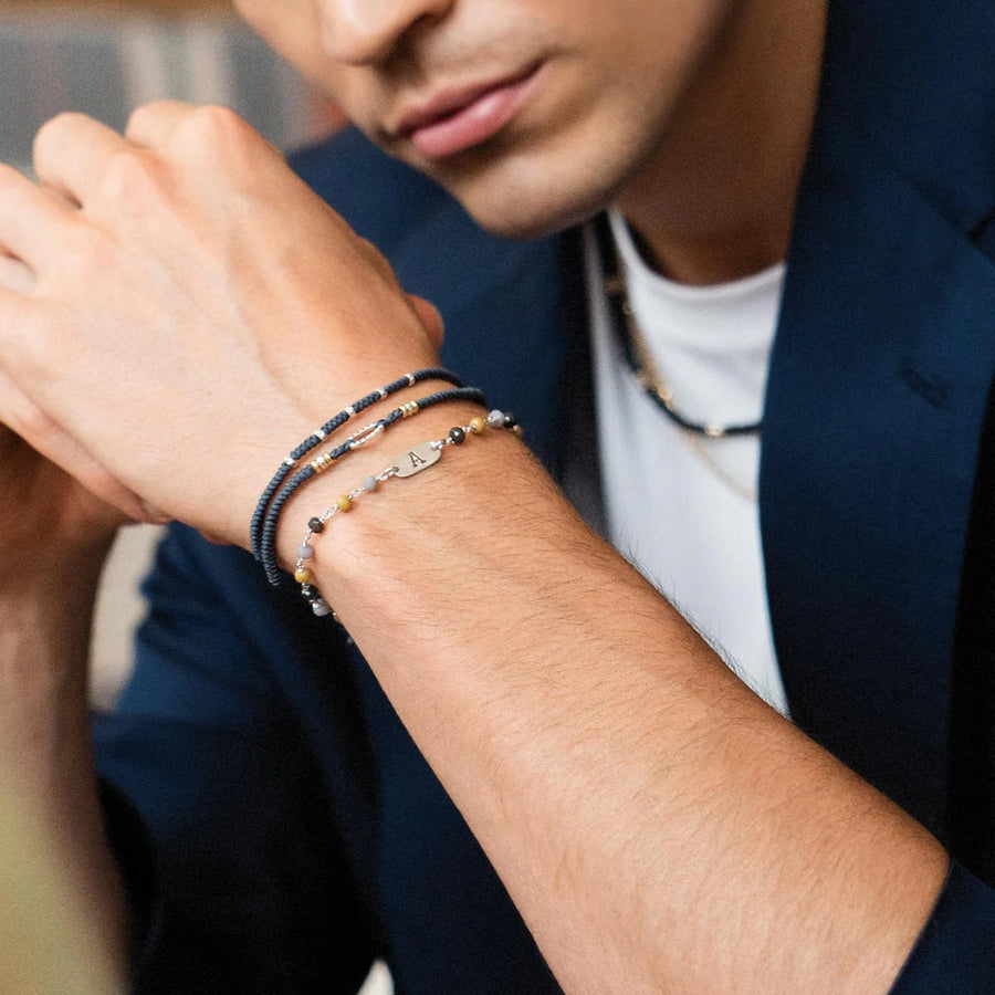 Bracciale uomo Rue des Mille in argento con iniziale BR-U01 INIZ PM