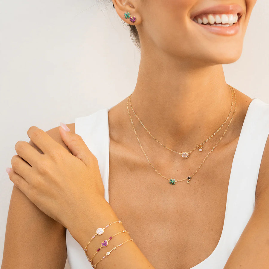 Collana donna Rue des Mille in argento con ciondolo cerchio pavè e mini castone GRZ-018 M1 CER