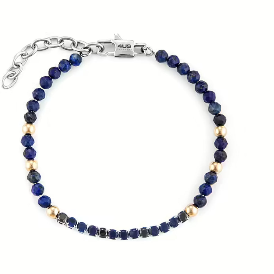 Bracciale uomo 4US Cesare Paciotti STEEL/PVD ROSÈ BLU ZIRCONI BIANCHI BLU 4UBR6228