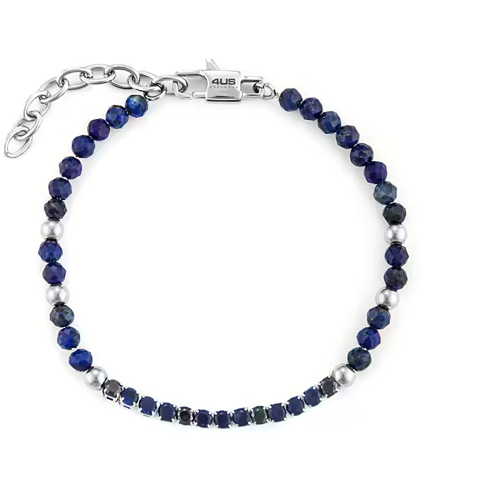 Bracciale uomo 4US Cesare Paciotti STEEL BLU ZIRCONI BIANCHI BLU 4UBR6227