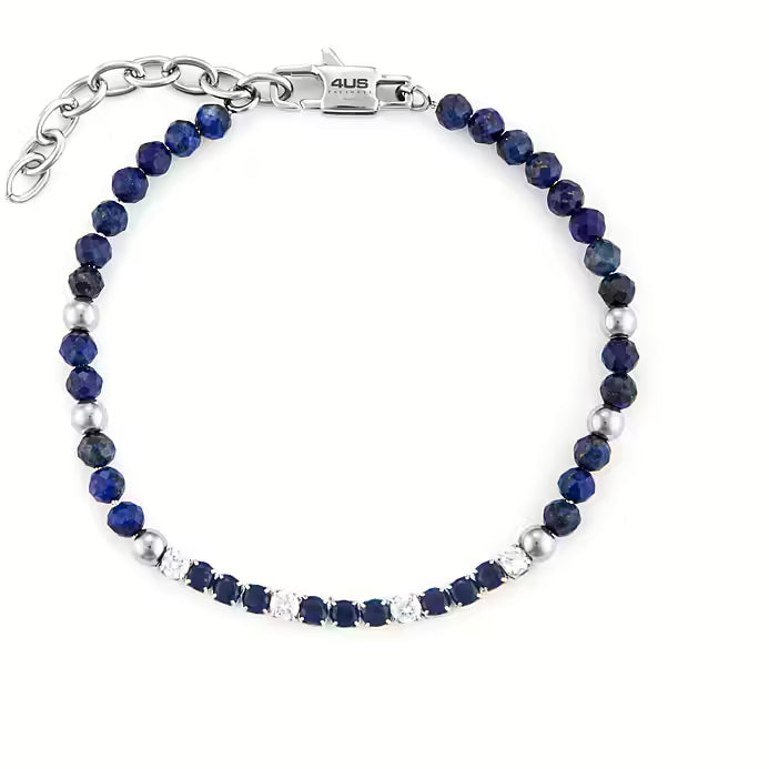 Bracciale uomo 4US Cesare Paciotti STEEL BLU ZIRCONI BIANCHI BLU 4UBR6225