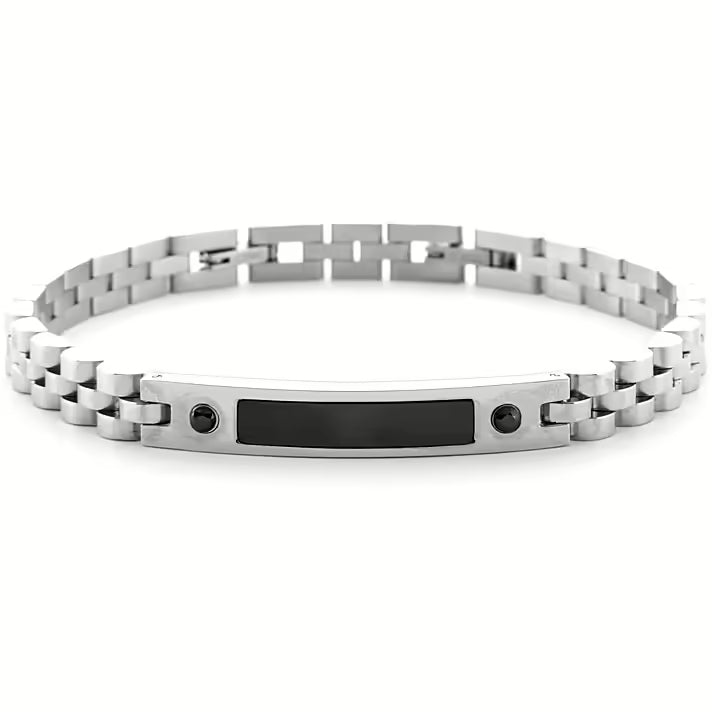 Bracciale uomo 4US Cesare Paciotti STEEL/PVD NERO ZIRCONI NERI 4UBR6175