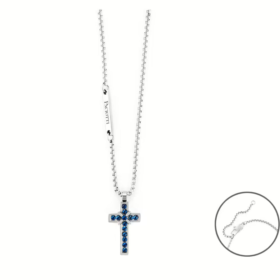 Collana uomo 4US Cesare Paciotti STEEL/PVD BLU CROCE VITI 4UCL6130