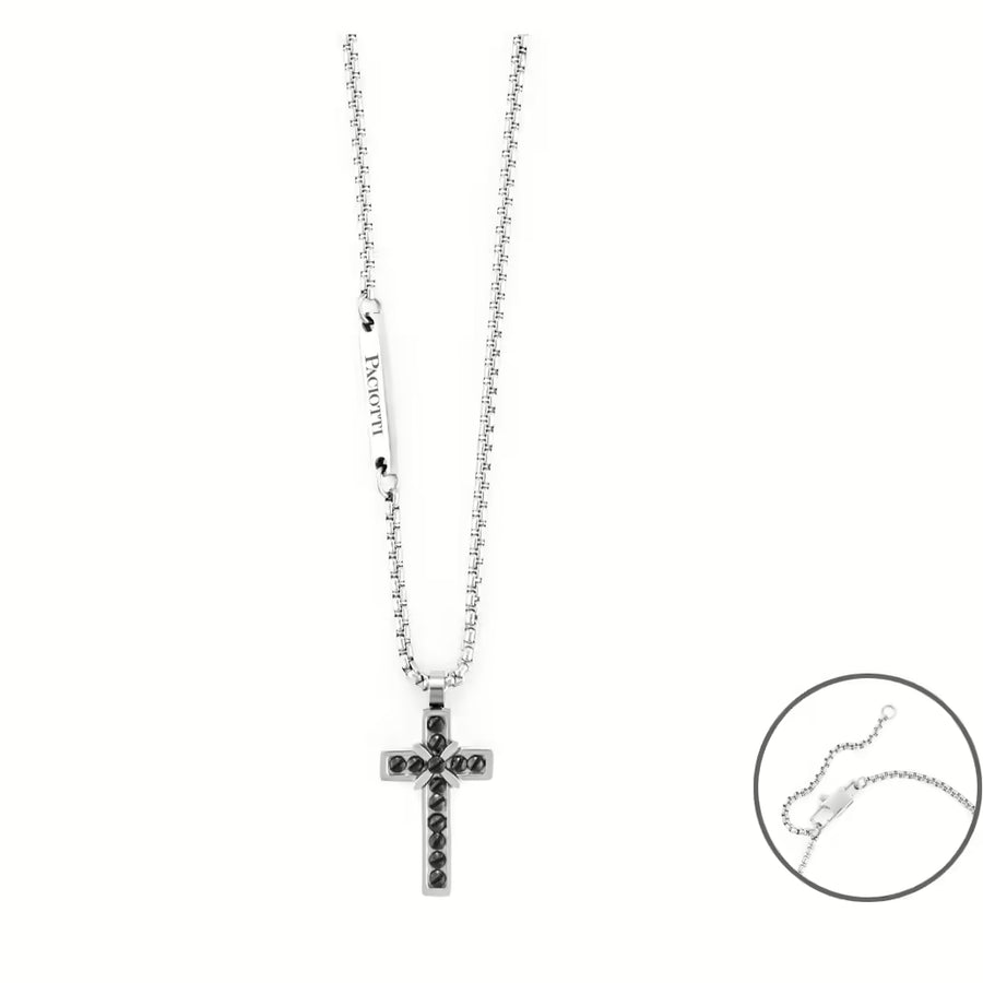 Collana uomo 4US Cesare Paciotti STEEL/PVD NERO CROCE VITI 4UCL6129