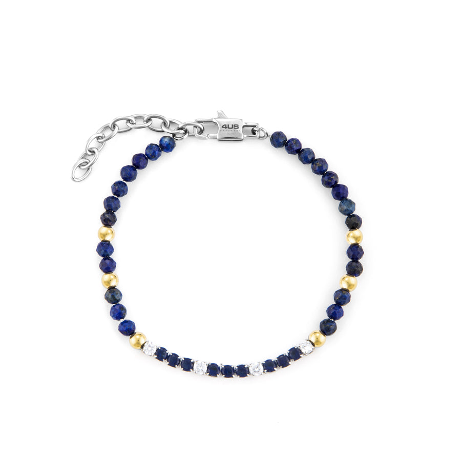 Bracciale uomo 4US Cesare Paciotti STEEL/PVD ROSÈ BLU ZIRCONI BIANCHI BLU 4UBR6226