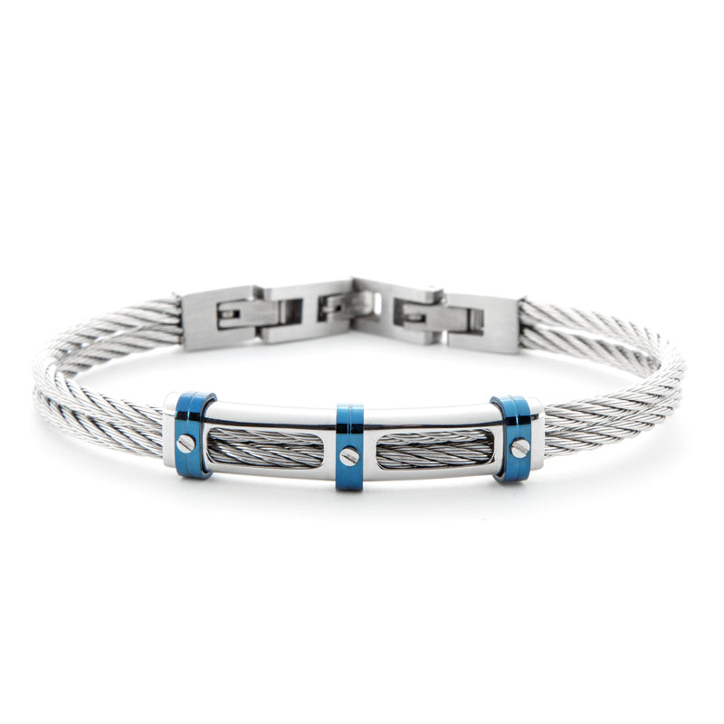 Bracciale uomo 4US Cesare Paciotti STEEL/PVD BLU RIGIDO 4UBR6198