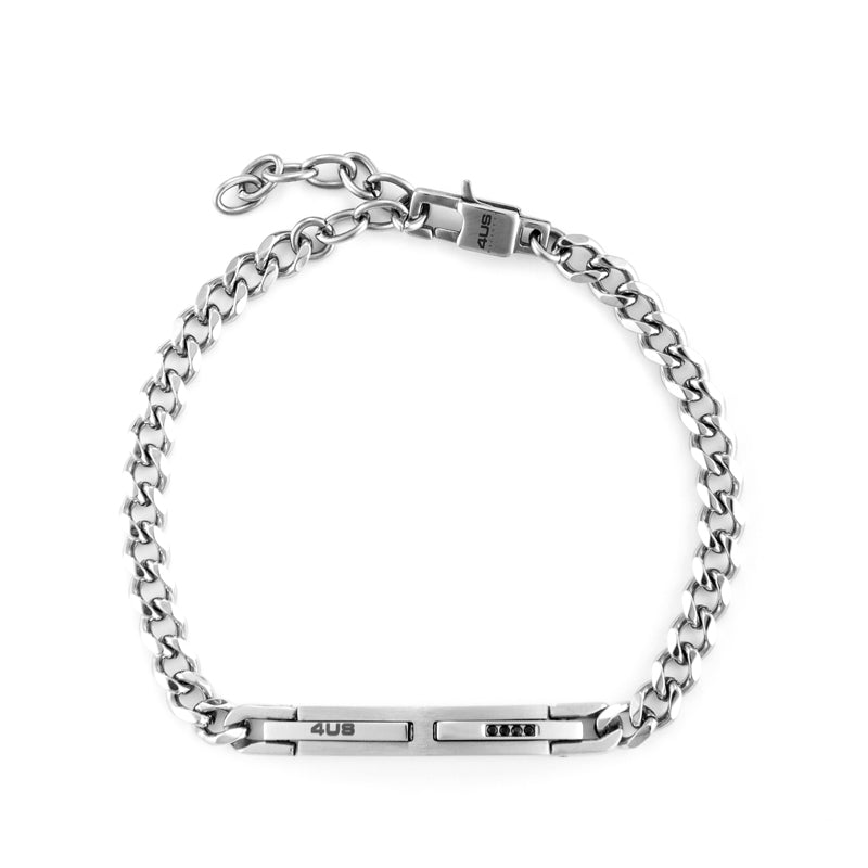 Bracciale uomo 4US Cesare Paciotti STEEL TARGA ZIRCONI NERI 4UBR6147