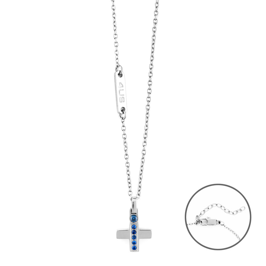 Collana uomo 4US Cesare Paciotti STEEL CROCE ZIRCONI BLU 4UCL6135