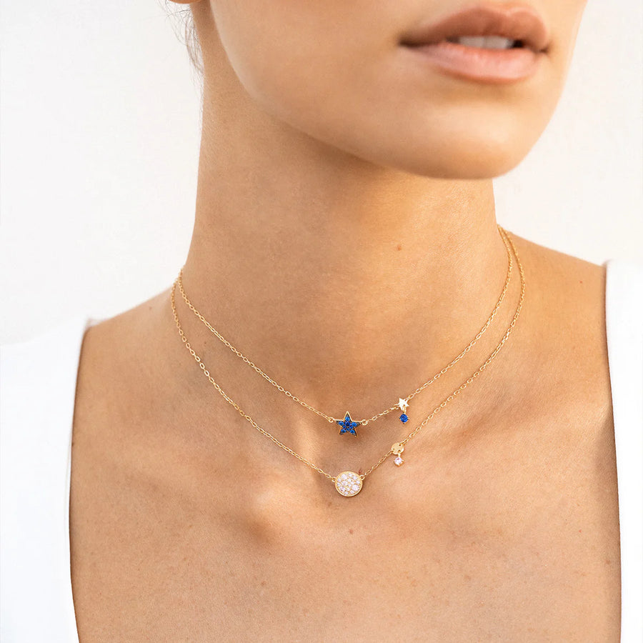 Collana donna Rue des Mille in argento con ciondolo cerchio pavè e mini castone GRZ-018 M1 CER