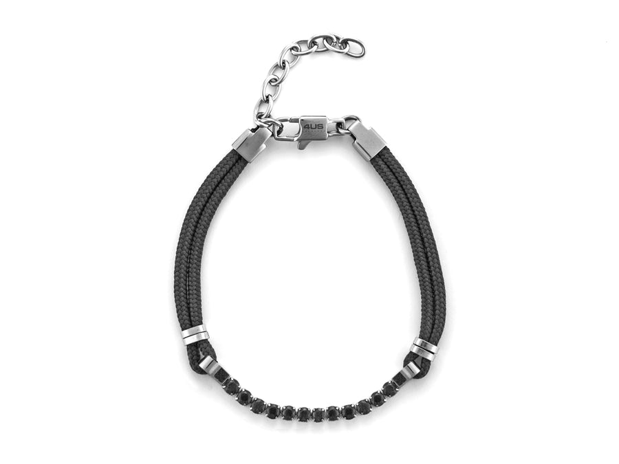 Bracciale uomo 4US Cesare Paciotti STEEL CORDAINO NERO ZIRCONI NERI 4UBR5960