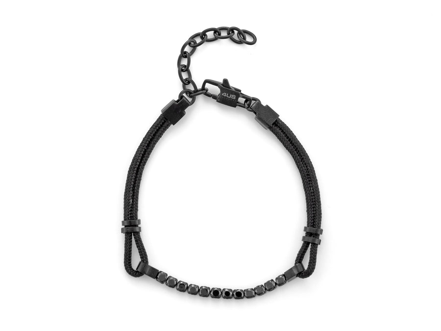 Bracciale uomo 4US Cesare Paciotti PVD NERO CORDINO NERO ZIRCONI NERI 4UBR5961