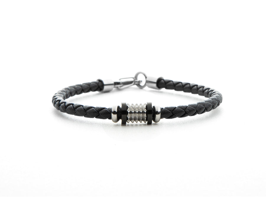 Bracciale uomo 4US Cesare Paciotti STEEL/NERO PELLE NERA 4UBR5995