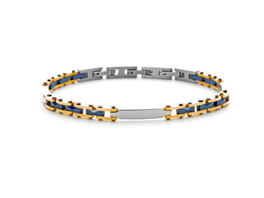 Bracciale uomo 4US Cesare Paciotti STEEL/ORO CERAMICA BLU 4UBR6045