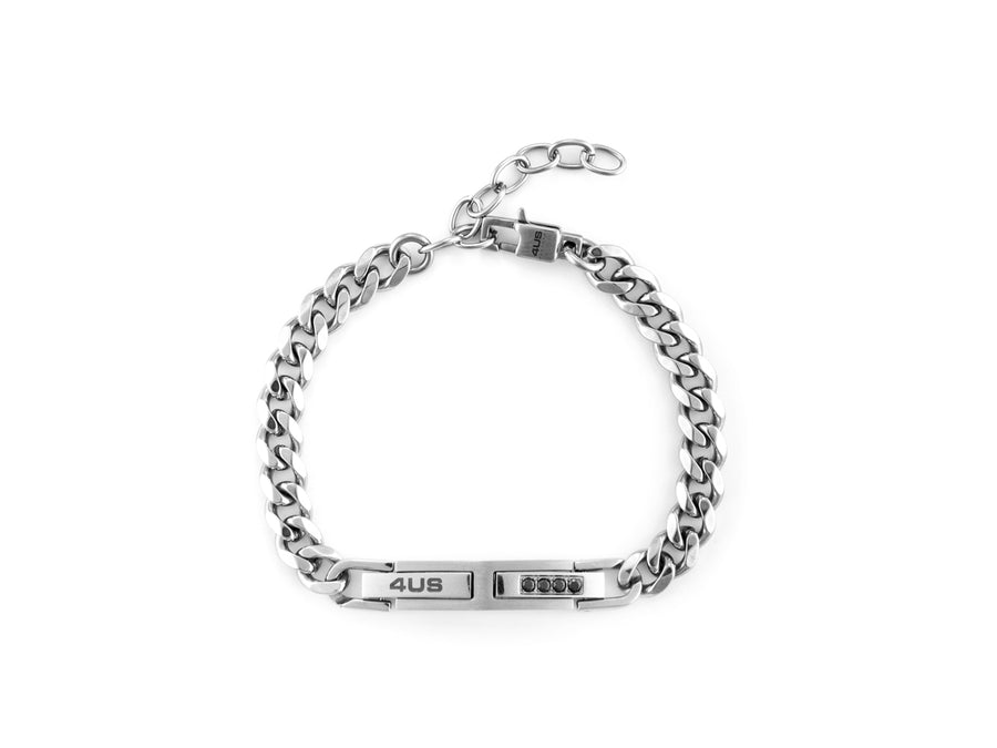 Bracciale uomo 4US Cesare Paciotti STEEL TARGA ZIRCONI NERI 4UBR6148