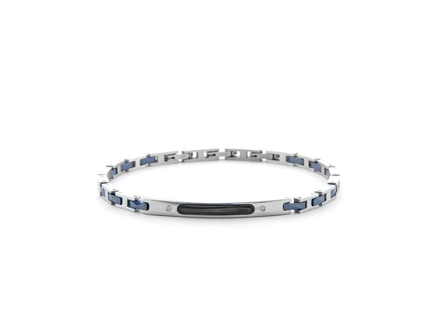 Bracciale uomo 4US Cesare Paciotti STEEL/PVD NERO CERAMICA BLU 4UBR6166
