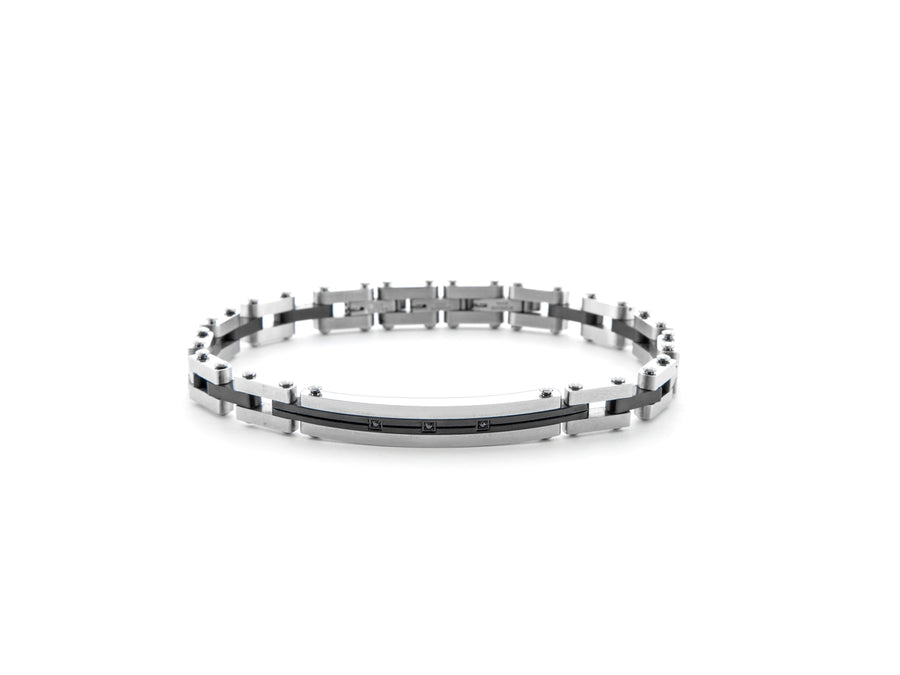 Bracciale uomo 4US Cesare Paciotti STEEL/PVD NERO ZIRCONI NERO 4UBR6171
