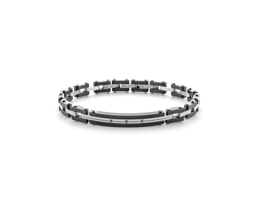Bracciale uomo 4US Cesare Paciotti STEEL/PVD NERO ZIRCONI NERI 4UBR6172