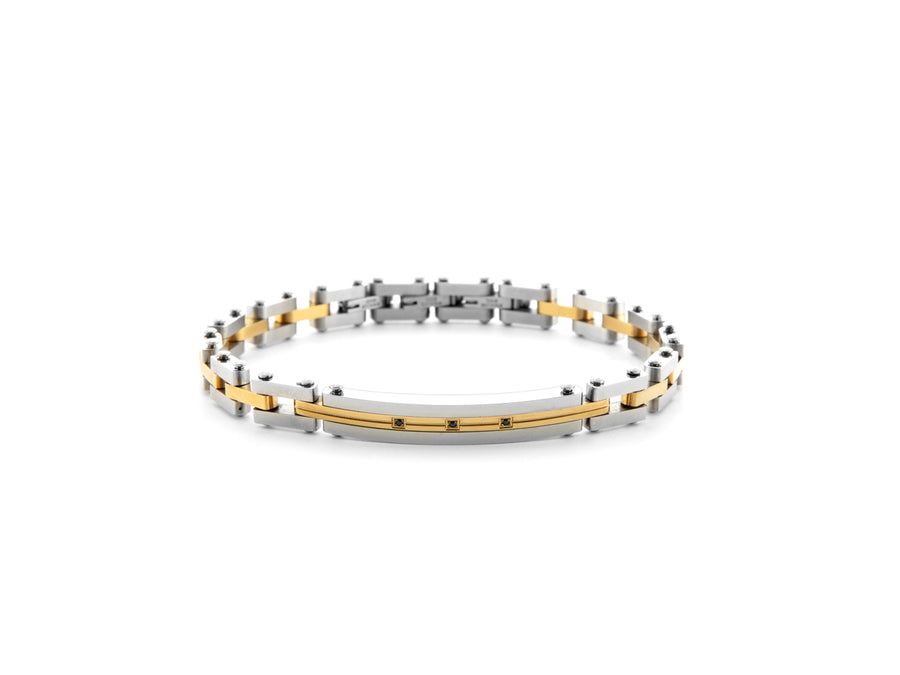Bracciale uomo 4US Cesare Paciotti STEEL/PVD ORO ZIRCONI NERI 4UBR6173