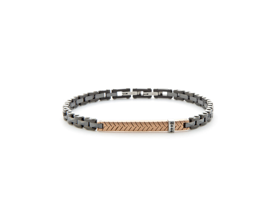 Bracciale uomo 4US Cesare Paciotti STEEL/PVD NERO/ROSE'n CERAMICA NERA 4UBR6185