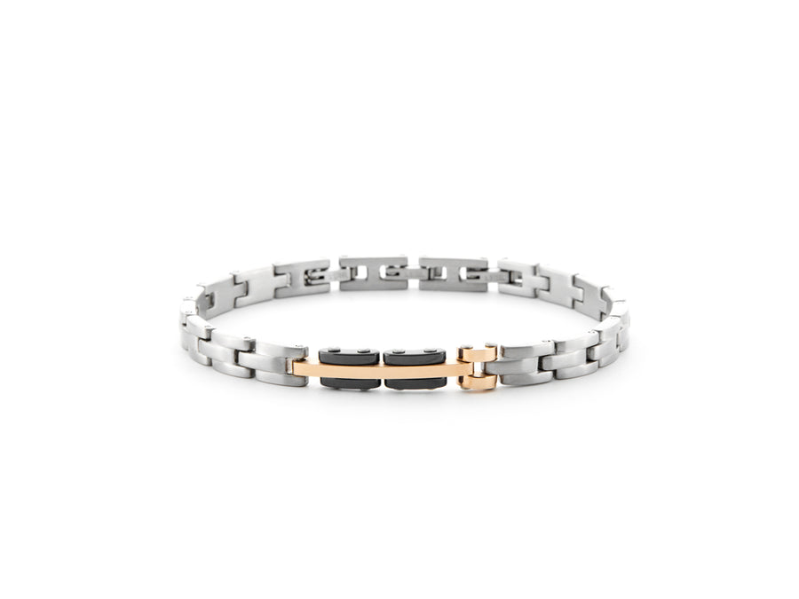 Bracciale uomo 4US Cesare Paciotti STEEL/PVD ROSE' CERAMICA NERA 4UBR6186