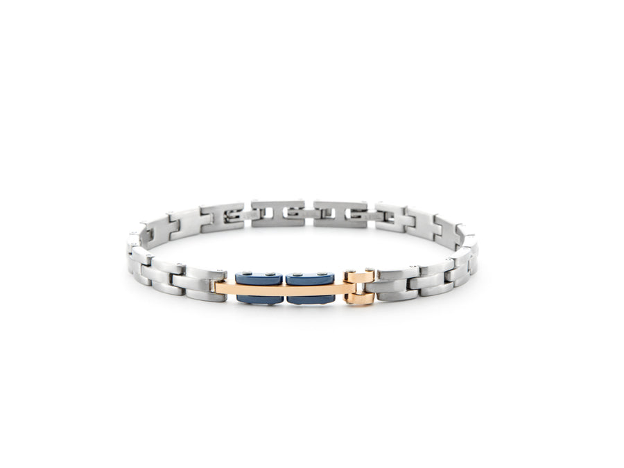 Bracciale uomo 4US Cesare Paciotti STEEL/PVD ROSE' CERAMICA BLU 4UBR6187