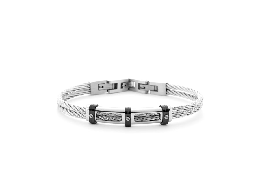 Bracciale uomo 4US Cesare Paciotti STEEL/PVD NERO RIGIDO 4UBR6199