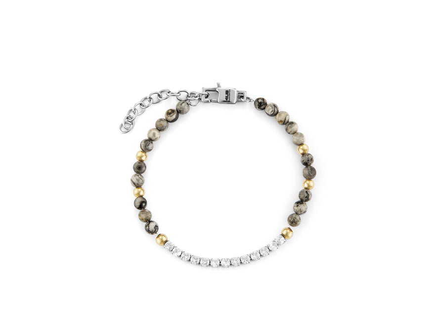 Bracciale uomo 4US Cesare Paciotti STEEL/PVD ORO GRIGIO + ZIRCONI BIANCHI 4UBR6216