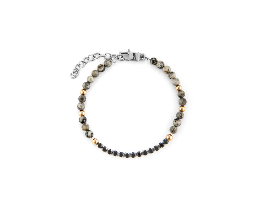 Bracciale uomo 4US Cesare Paciotti STEEL/PVD ROSÈ GRIGIO ZIRCONI NERI 4UBR6217