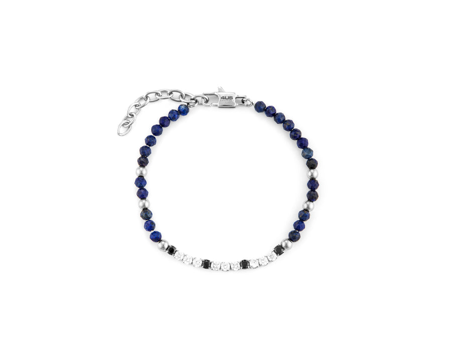 Bracciale uomo 4US Cesare Paciotti STEEL BLU ZIRCONI BIANCHI E NERI 4UBR6221