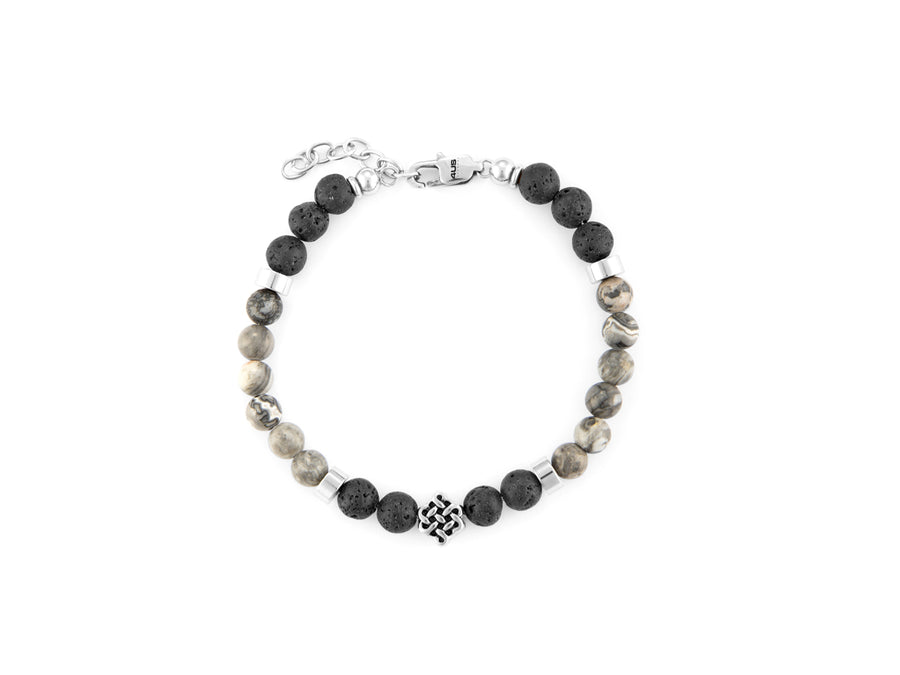 Bracciale uomo 4US Cesare Paciotti STEEL PALLINE GRIGIO NERO 4UBR6232