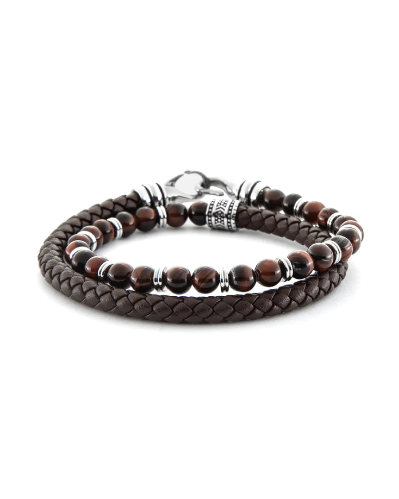 Bracciale uomo 4US Cesare Paciotti in acciaio e pelle 4UBR6391