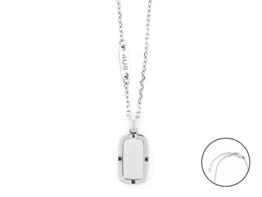Collana uomo 4US Cesare Paciotti STEEL TARGA ZIRCONI NERI 4UCL6125